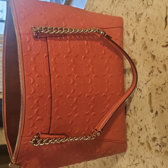 Coach 2018 Pink Embossed Tote with Chain Straps - Picture 3 of 16